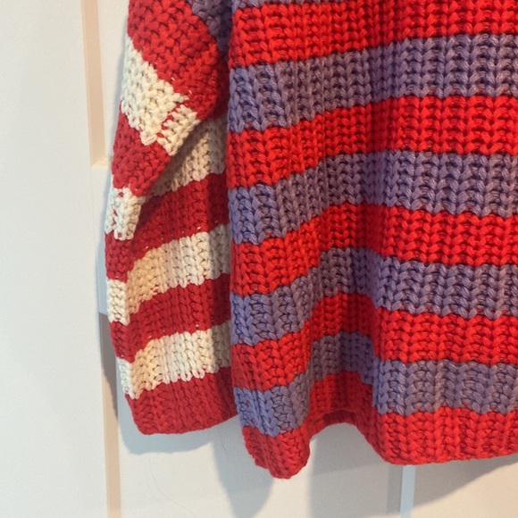 Cloud ten sweater sz small red purple white stripes like new chunk knit sweater - Picture 13 of 15